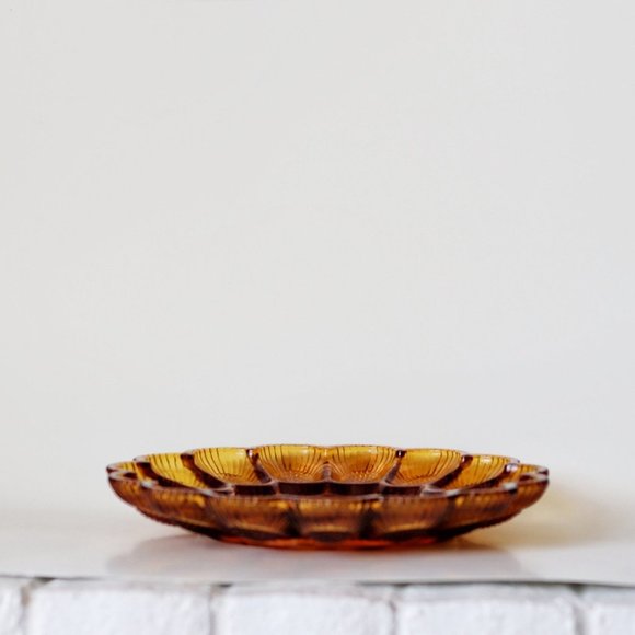 HOBNAIL AMBER GLASS EGG TRAY - Picture 2 of 6